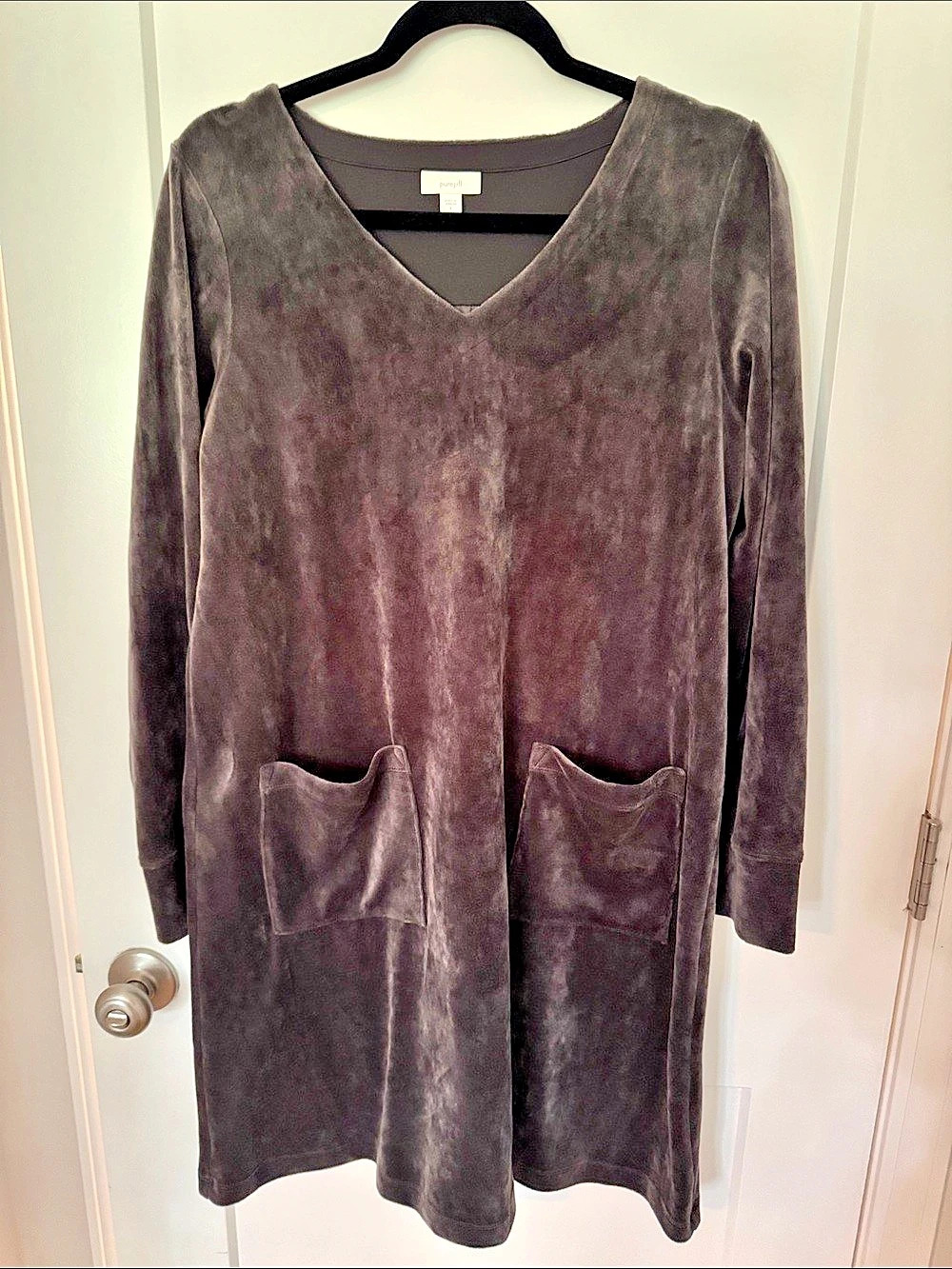 pure jill Velvet Long Sleeve Mini Dress Black Medium Like New